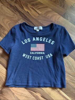 Obsessive Love Navy Los Angeles Graphic Crop Top